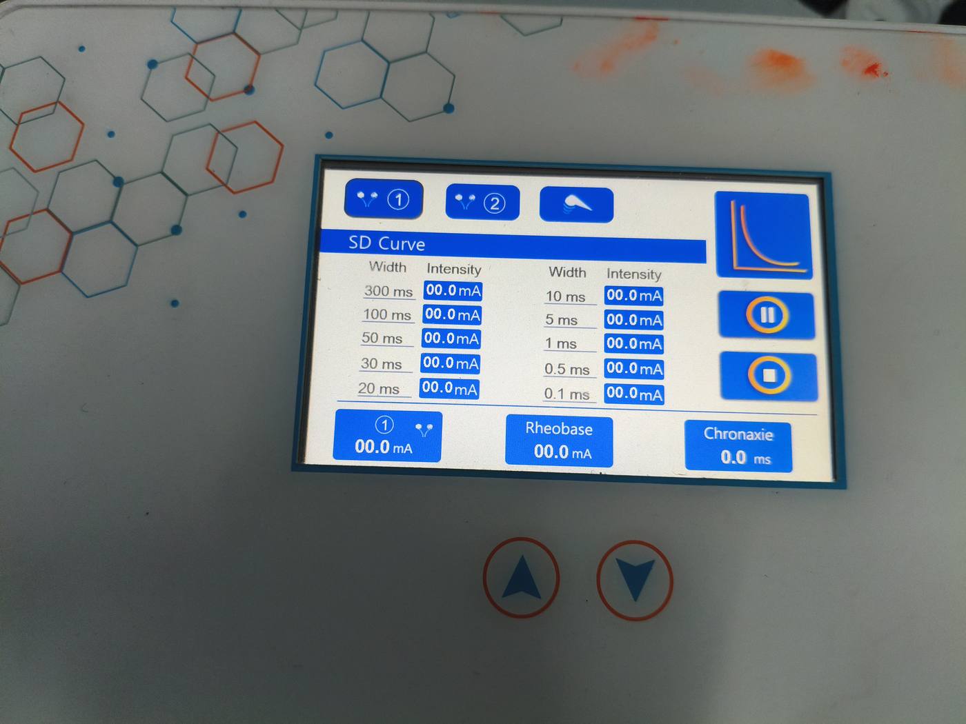 Electrotherapy device screen