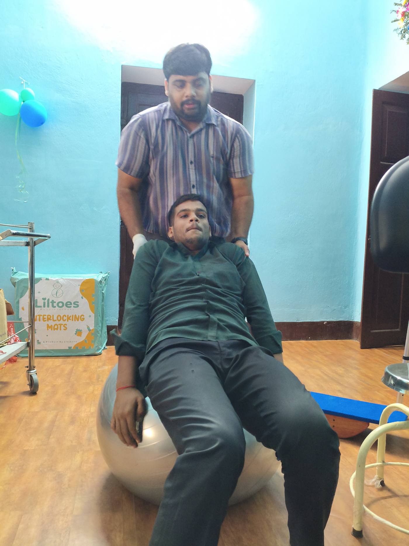 Neuro rehabilitation exercise ball session